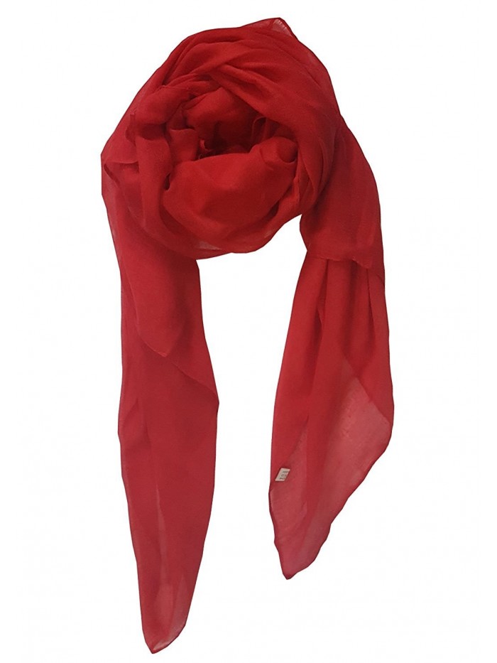 SoLine Solid Color Scarves Shawl Blanket Warm Warp lightweight Large Scarf for Women - Red - CK186N58TNI