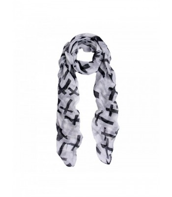 Premium Vintage Cross Star Design Scarf Wrap - Different Colors Available - Off White - CV11G8EXE8T