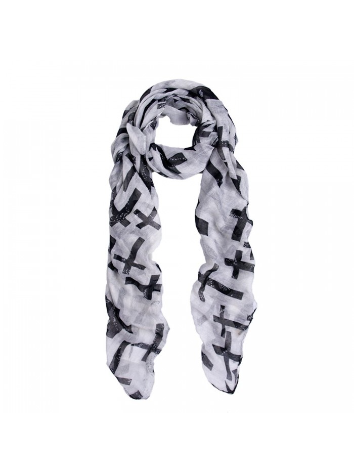 Premium Vintage Cross Star Design Scarf Wrap - Different Colors Available - Off White - CV11G8EXE8T
