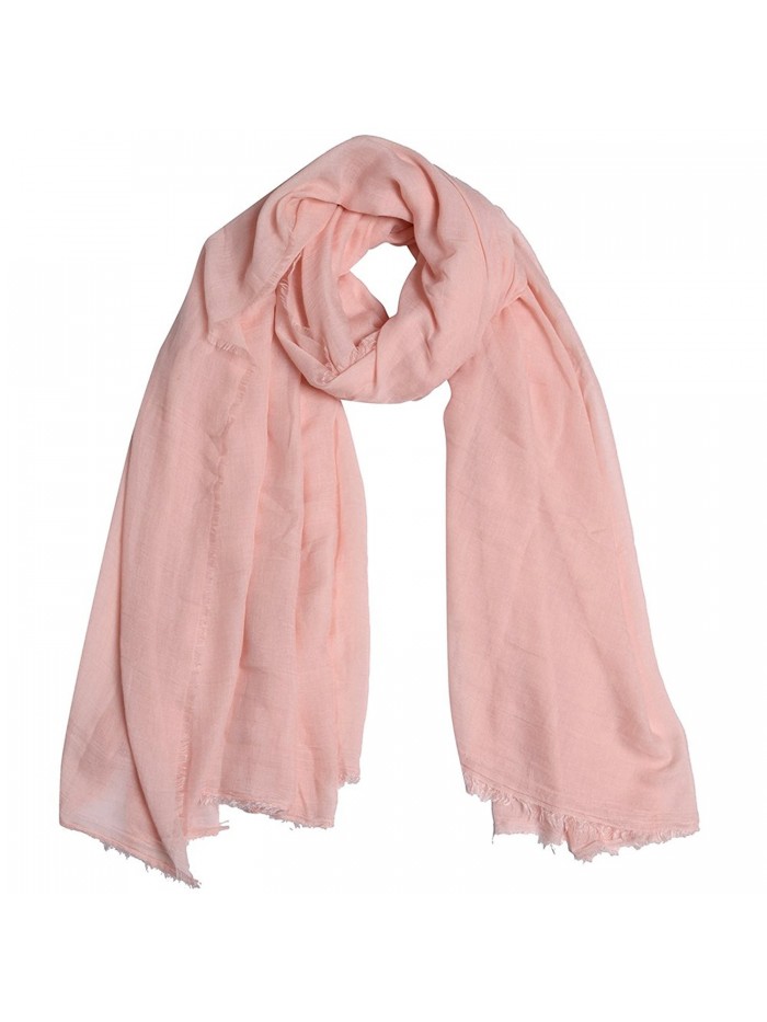 QBSM Women Soft Crinkle Scarf Shawls Pashmina Solid Cotton Wraps Hijab Cover Up - Cotton Pink - CQ18346K6YX