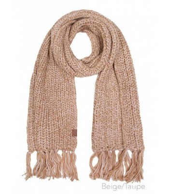 ScarvesMe CC Soft Two Tone Oversize Chunky Knit Scarf with Tassel - Beige/taupe - C212M0K8OHF