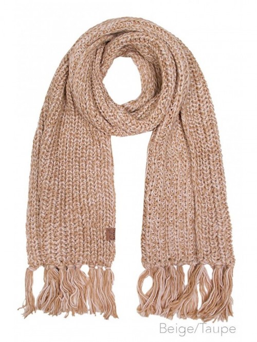CC Soft Two Tone Oversize Chunky Knit Scarf with Tassel - Beige/taupe ...