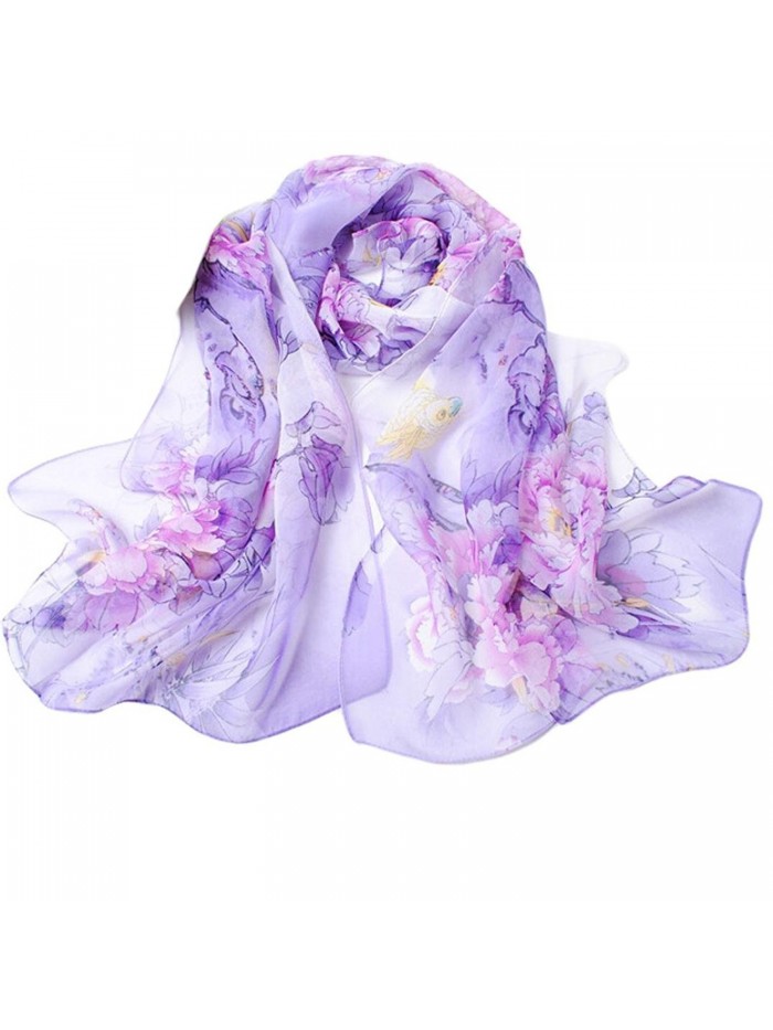 Creazy Fashion Chinese style Lady Long Wrap Women's Shawl Chiffon Scarf Scarves - Purple - CY12FSL08FJ