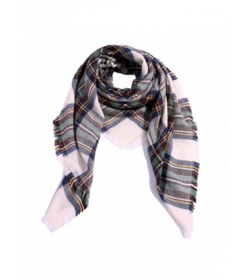 Winter Plaid Scarf Soft Warm Shawl Women Blanket Multicolor - Blue Green - CI186ARK4GG