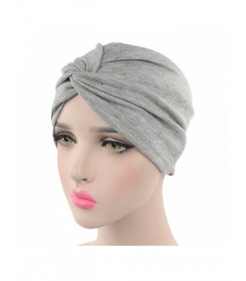 Chemo Sleep Turban Headwear Scarf Beanie Cap Hat for Cancer Patient Hair Loss - Grey - CO187TAHWMK