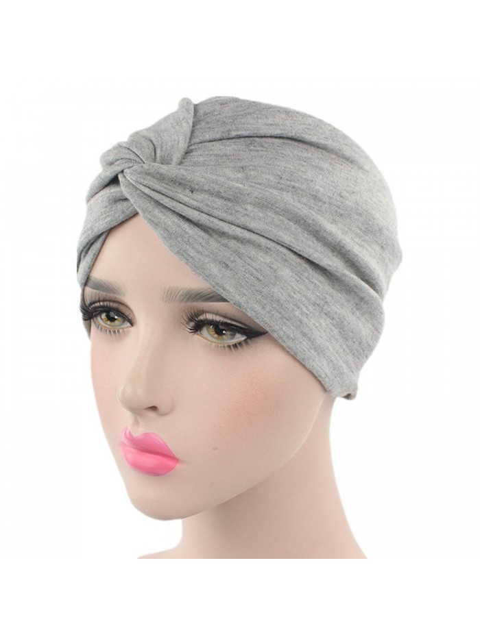 Chemo Sleep Turban Headwear Scarf Beanie Cap Hat for Cancer Patient Hair Loss - Grey - CO187TAHWMK