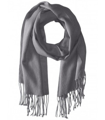 Gabriella Women's Solid Scarf with Fringe - Gray - C711Z1FLXEN