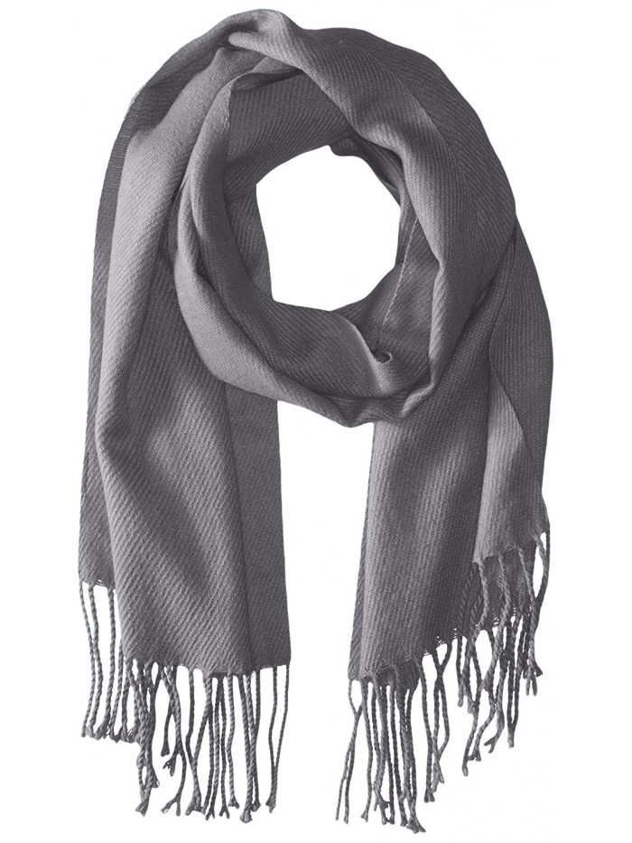 Gabriella Women's Solid Scarf with Fringe - Gray - C711Z1FLXEN