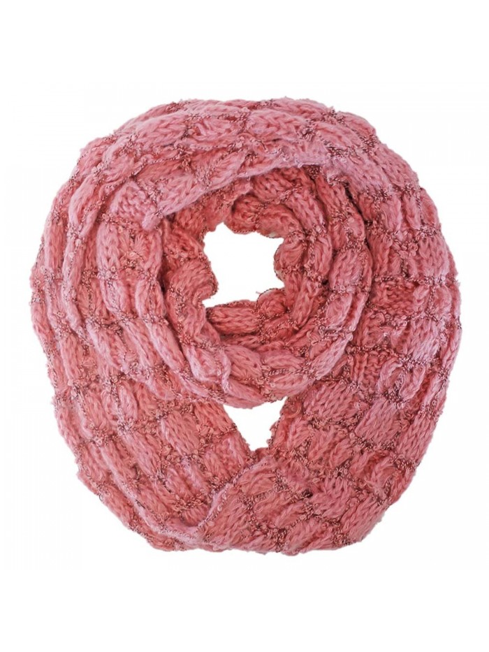 Winter Bubble Knit Infinity Circle Scarf - Pink - C911HRPSG6D