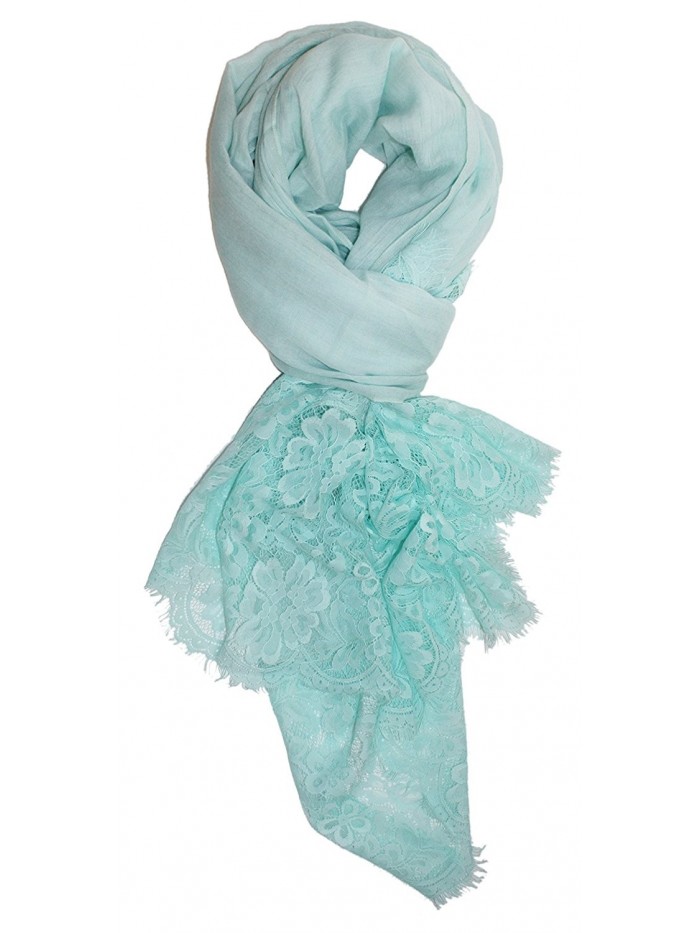 Ted and Jack - Lace Edged Linen Feel Scarf in Breezy Colors - Seafoam - C4183KOIIWE