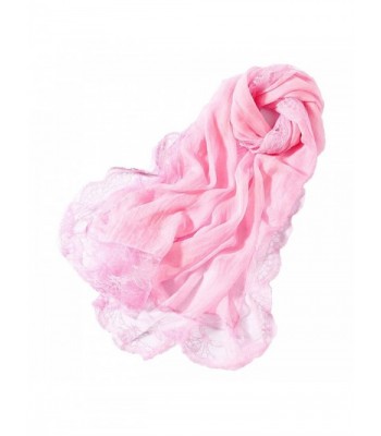 L&Z Womens Fashion Long Lace Scarves Stylish Light Weight Warp Shawl - Pink - CT1869E8X6Q