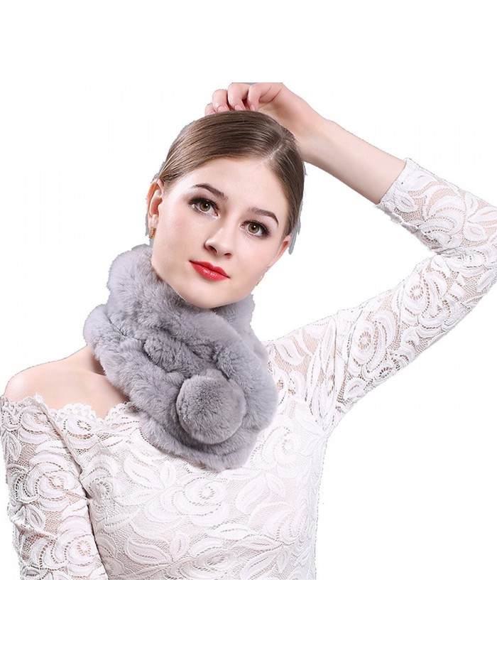 Women's Real Rabbit Fur Scarf Warm Knitted Scarves Collar Wrap Stole Neck  Warmer