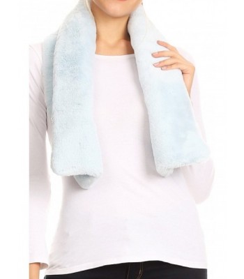 Sakkas Malen Long Rectangle Faux Fur Warm Soft Furry Wrap Around Loophole Scarf - Baby Blue - CB1839EDHN4