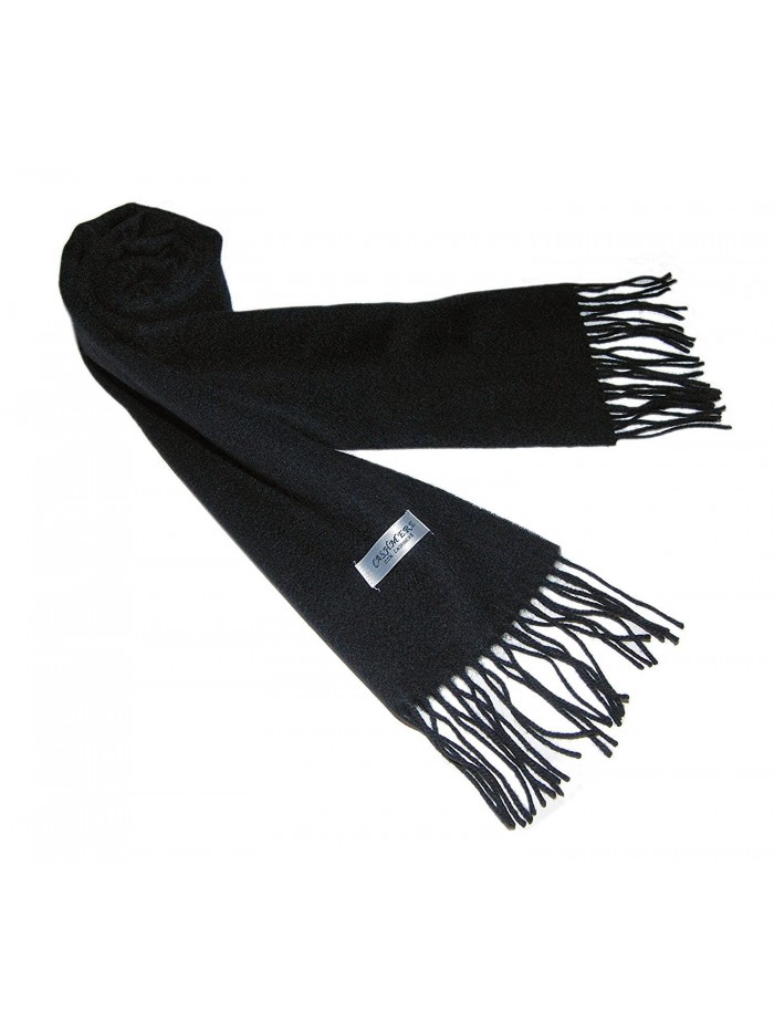 100% 2Ply Pure Cashmere Premium Handmade Classic Womens Neck Scarf Solid Black - C811R4OHMZ3