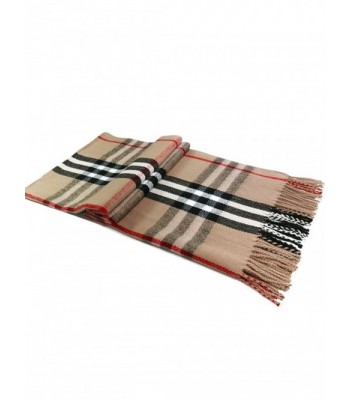 Choies Fashion Unisex Men And Women Scarf Shawl Plain Soft Long Head Scarves - Brown-plaid - C8185Y0U2O0