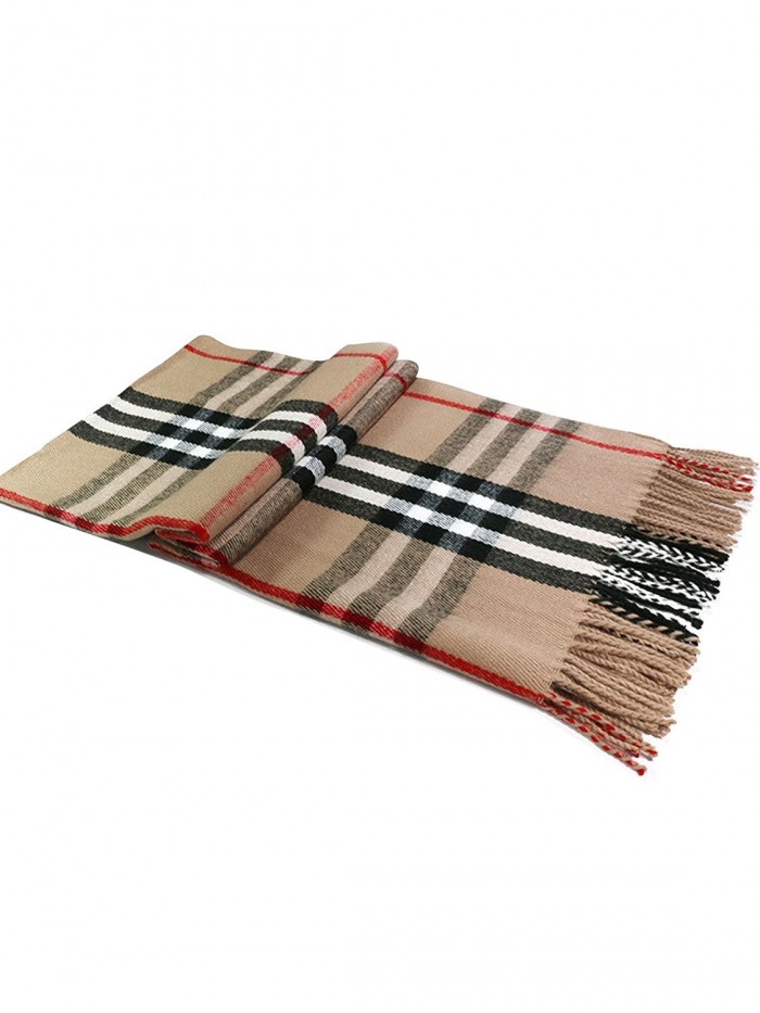 Choies Fashion Unisex Men And Women Scarf Shawl Plain Soft Long Head Scarves - Brown-plaid - C8185Y0U2O0