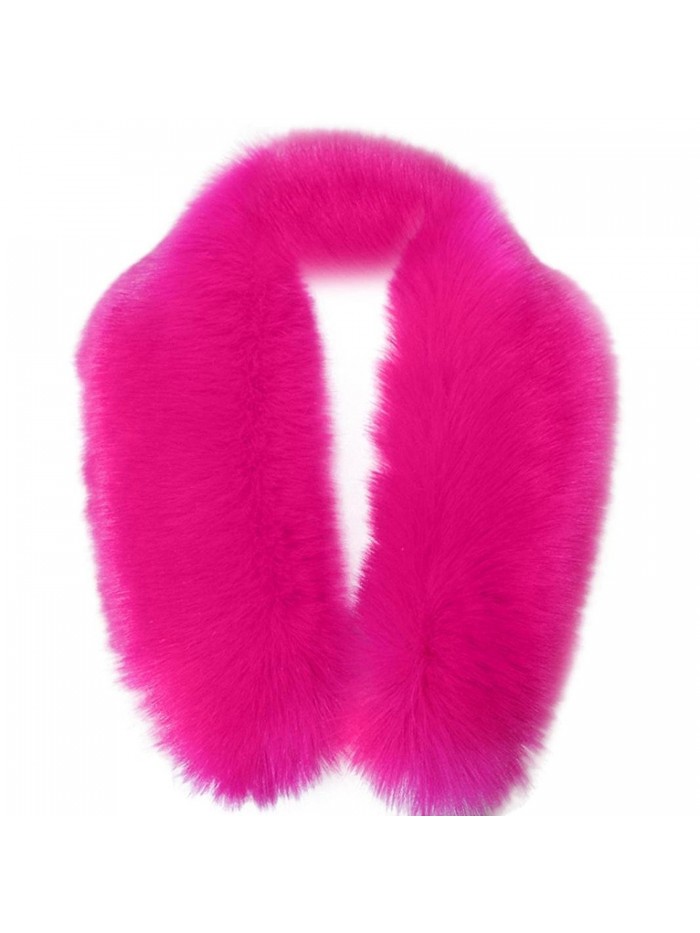 DDLBiz Fashion Women's Faux Fur Collar Scarf Shawl Wrap Stole Scarves - Hot Pink - CD12N9RXHXG