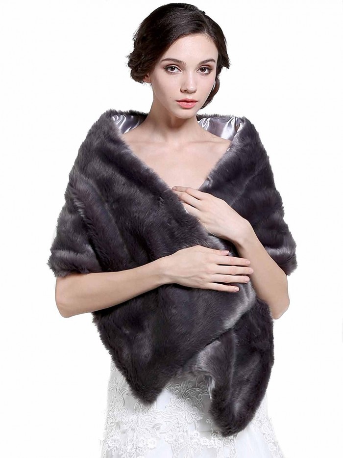 Aukmla Women's Bridal Fur Wraps and Shawls Wedding - C712MFGVZJN