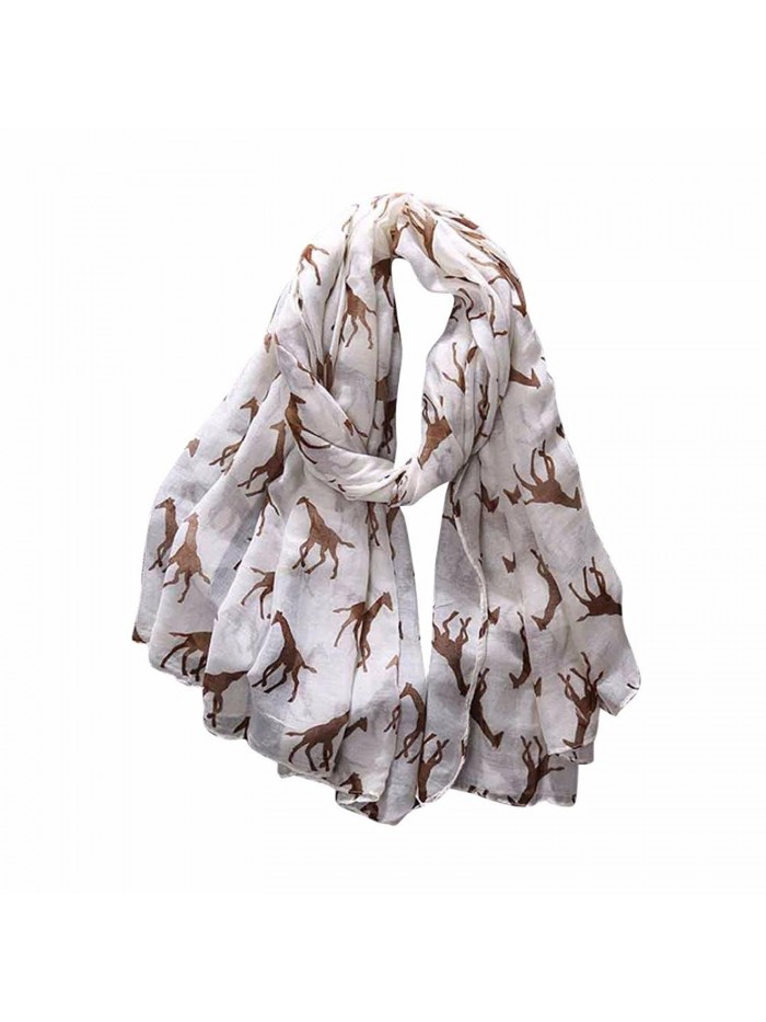 WILLTOO Women Ladies Giraffe Print Pattern Long Scarf Wrap Shawl - Beige - CY12O66MX76