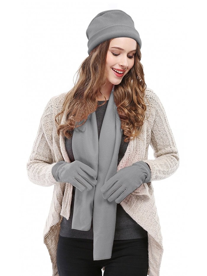 3 Piece Hat- Scarf & Glove Women's Winter Set - Grey - CV12NRXRVQE