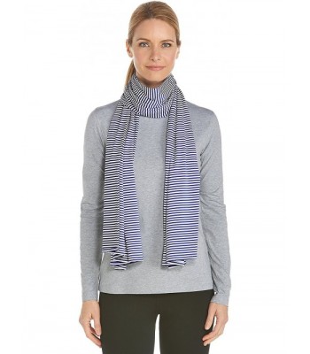 Coolibar UPF 50+ Women's Performance Sun Shawl - Sun Protective - Midnight Blue/White Stripe - CJ12OBDNW4T