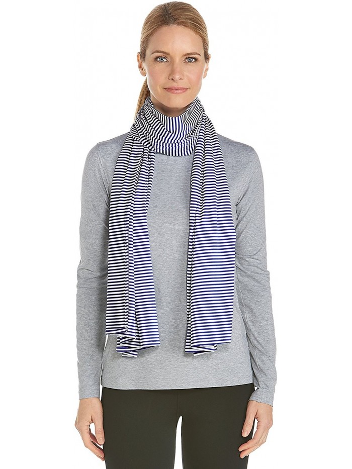 Coolibar UPF 50+ Women's Performance Sun Shawl - Sun Protective - Midnight Blue/White Stripe - CJ12OBDNW4T