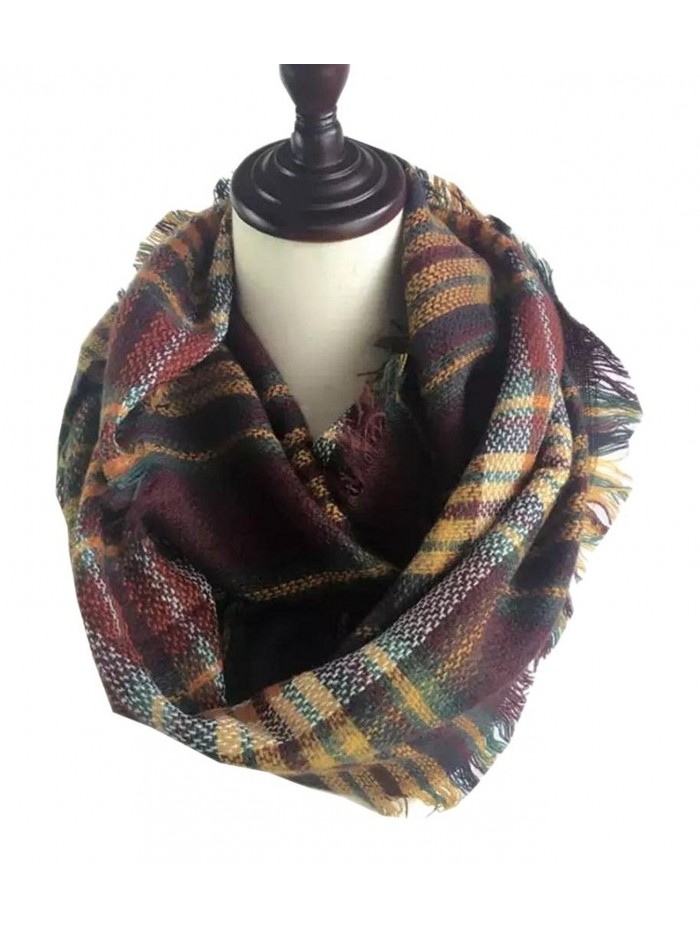 HONEYJOY Lady Comfort Warm Fashion Lovely Chunky Tartan Plaid Blanket Scarf Wrap - 9 - CS12N8ZTNU9