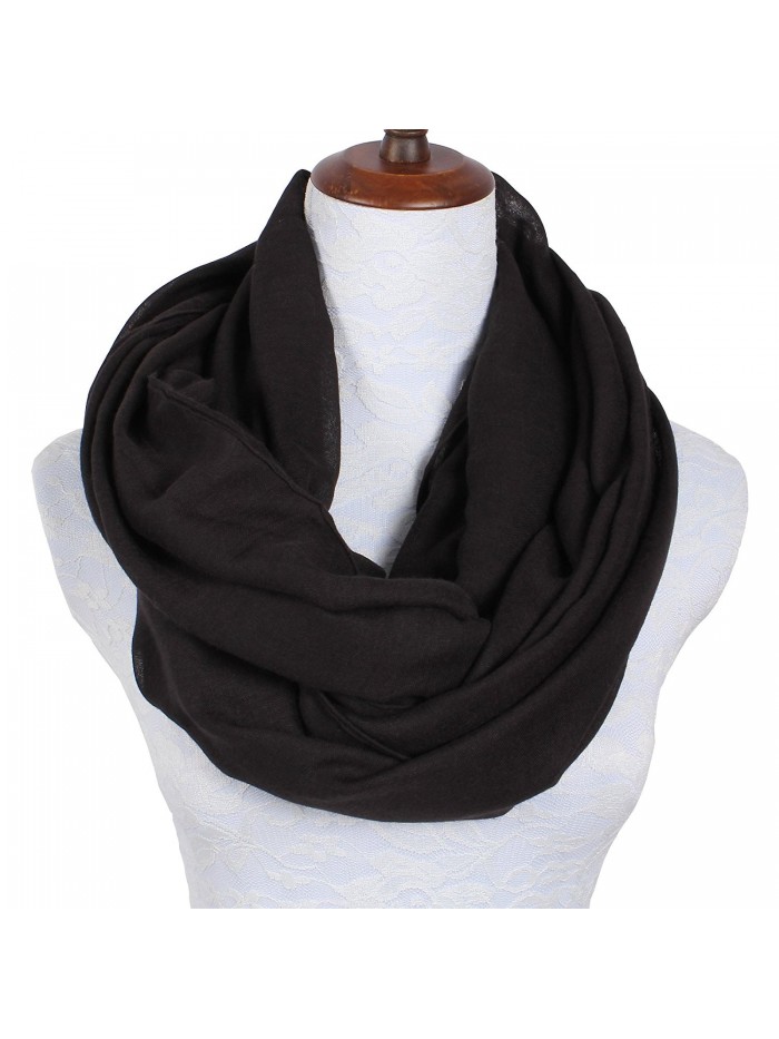 Lightweight Scarfs for Women Solid Infinity Scarf - Solid Infinity Scarf Black - CY1800KXR4D