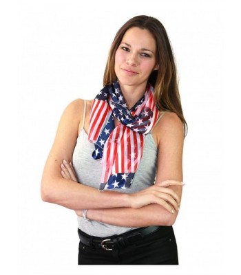 NYFASHION101 Women's Versatile American USA Flag Sheer Headwrap Scarf - Large Stars - CX12H8M5BNZ