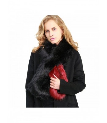 MissShorthair Women's Winter Faux Fur Scarf Colorful Collar Stole Shawl Wrap - 1 Red - CY186YKCQTD