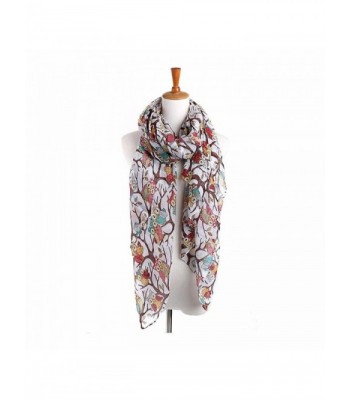 Franterd Women Ladies Owl Print Long Scarf Warm Wrap Shawl - White - C912BYH6YXL