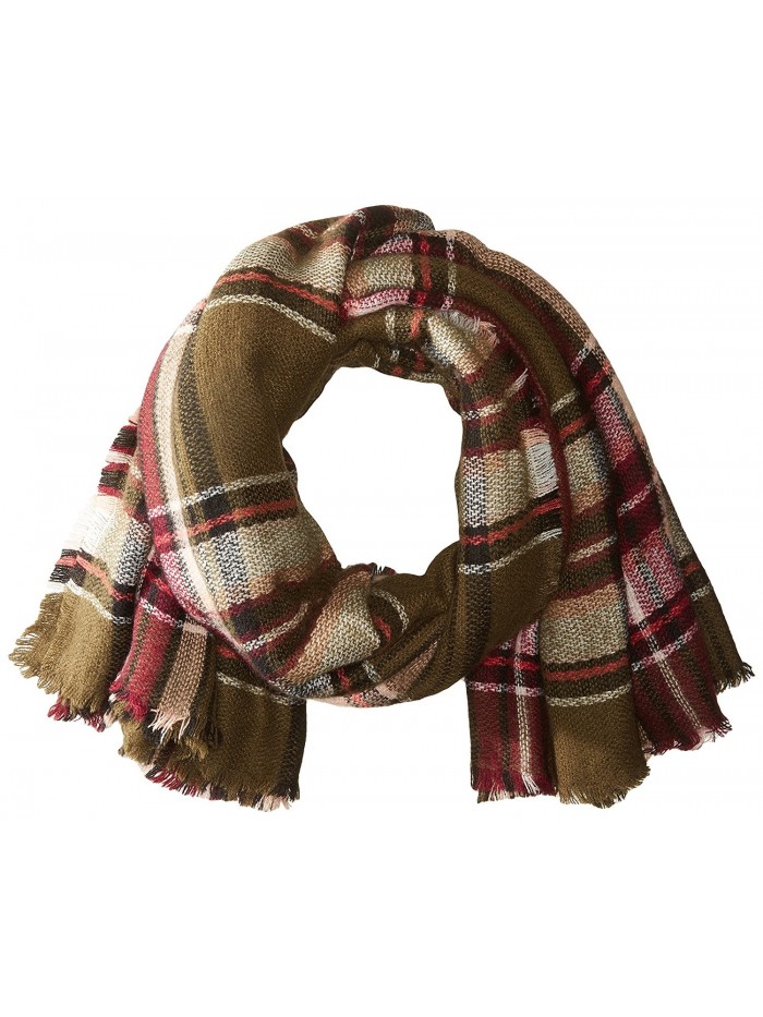 Collection XIIX Women's College Plaid Runway Wrap Scarf - Olive - C51844NXI7E