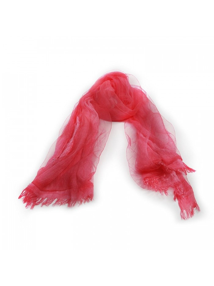 Scarf With Double Layers - OKEER Unisex Solid Color Silk Cotton Fabric Scarves Wraps - Red - CT1840LGURU