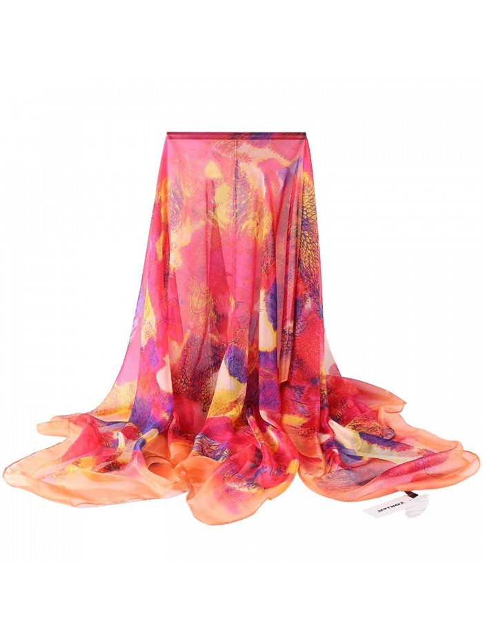 ZORJAR Pointed Twill Chiffon Sarong Wrap Beach Cover Up Large Oversize scarf 78x57 Inches - 21 - CE12H1BRZSH