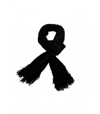 RW Chenille Long Soft Cozy Scarf - Black - CP11USK6S6T