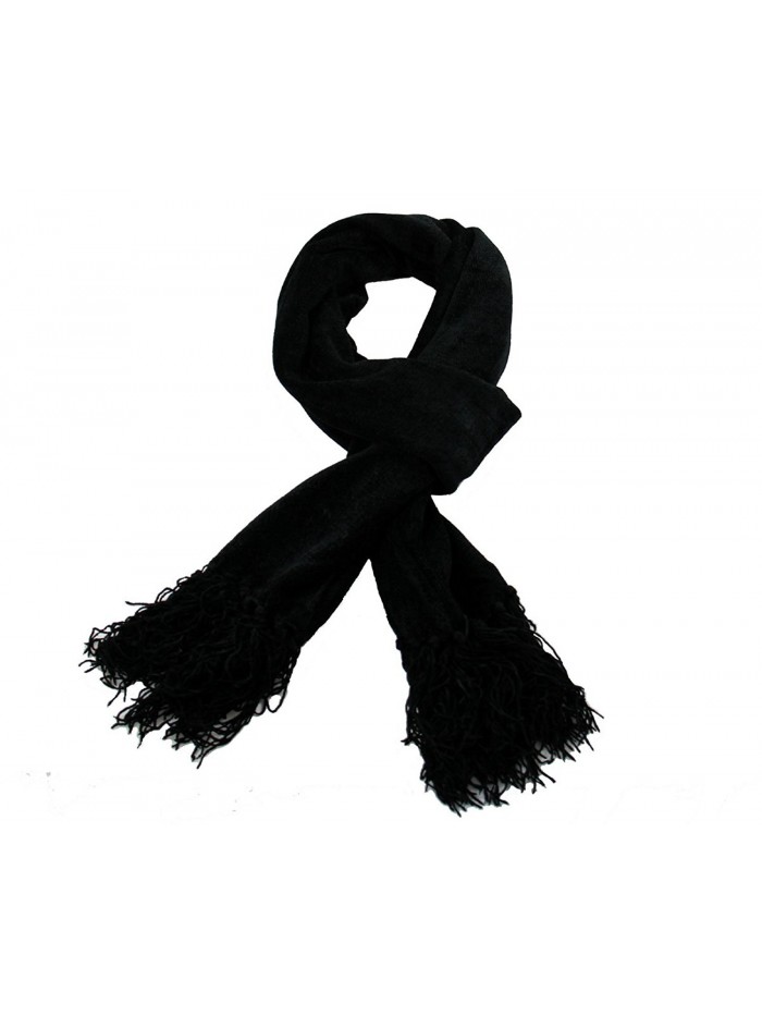 RW Chenille Long Soft Cozy Scarf - Black - CP11USK6S6T