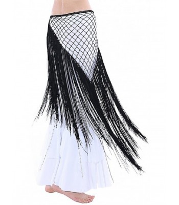 Long Net Hip Scarf for Latin or Belly Dance with Fringes and Tassels ...