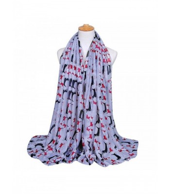 Hunzed Womens Long Cute Dog Print Scarf Wraps Shawl Scarf - Gray - C512O85T8WS