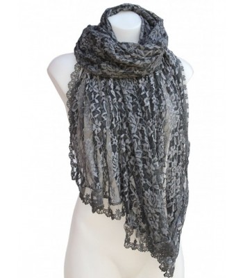 Terra Nomad Women's Italian Lace Scarf Shawl Shoulder Wrap - Dark Gray - C41867IZ3H3