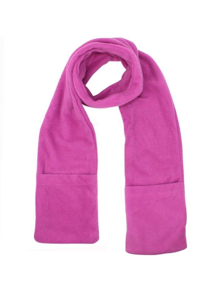 Heated Fleece Unisex Winter Scarf With Pockets - Pink - CO187C84SC4