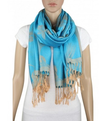 Achillea Floral Reversible Pashmina Turquoise