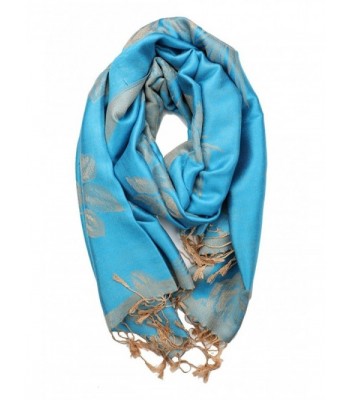 Achillea Floral Reversible Pashmina Turquoise in Fashion Scarves