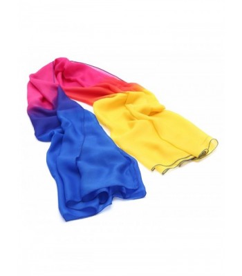 JAKY Global Womens Lightweight Multi Radient Colors Pure Silk Sheer Scarf - Blue Yellow - CN17YHGY2H5