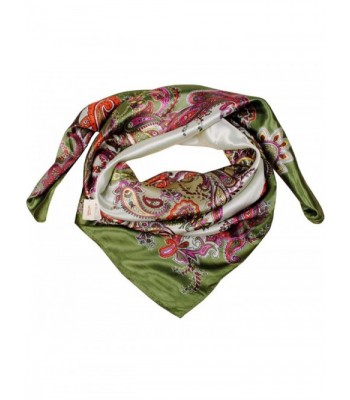 MEYKISS Women's Floral Print Silk Kerchief Square Bandana Scarf - Army Green - CU11ANK33RP