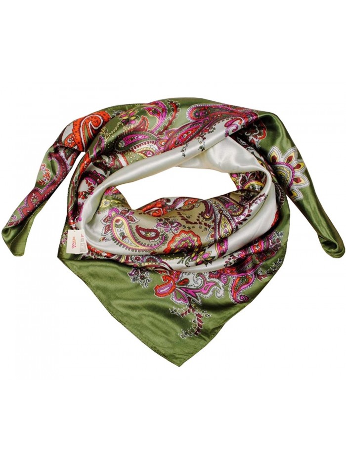 MEYKISS Women's Floral Print Silk Kerchief Square Bandana Scarf - Army Green - CU11ANK33RP