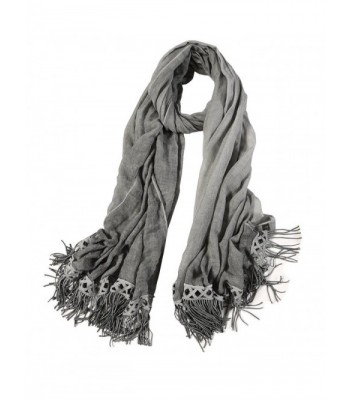 He Spend Women's Tassel Shawl Scarf Long Lightweight Scarf Shawl Beach Shawl - Gray - C2186YSSN0U