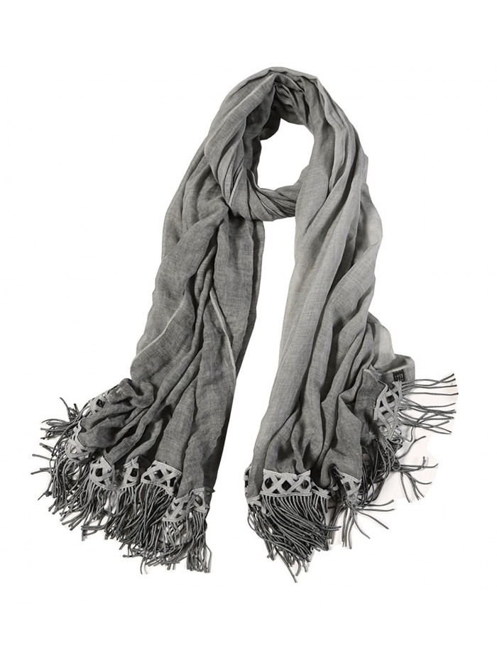 He Spend Women's Tassel Shawl Scarf Long Lightweight Scarf Shawl Beach Shawl - Gray - C2186YSSN0U