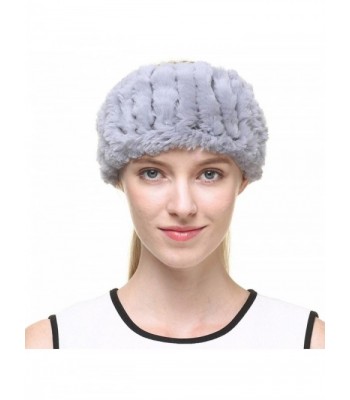 Vogueearth Women'Real Rabbit Fur Winter Headband Neck Warmer headbands - Gray - CO12MOCVEIF