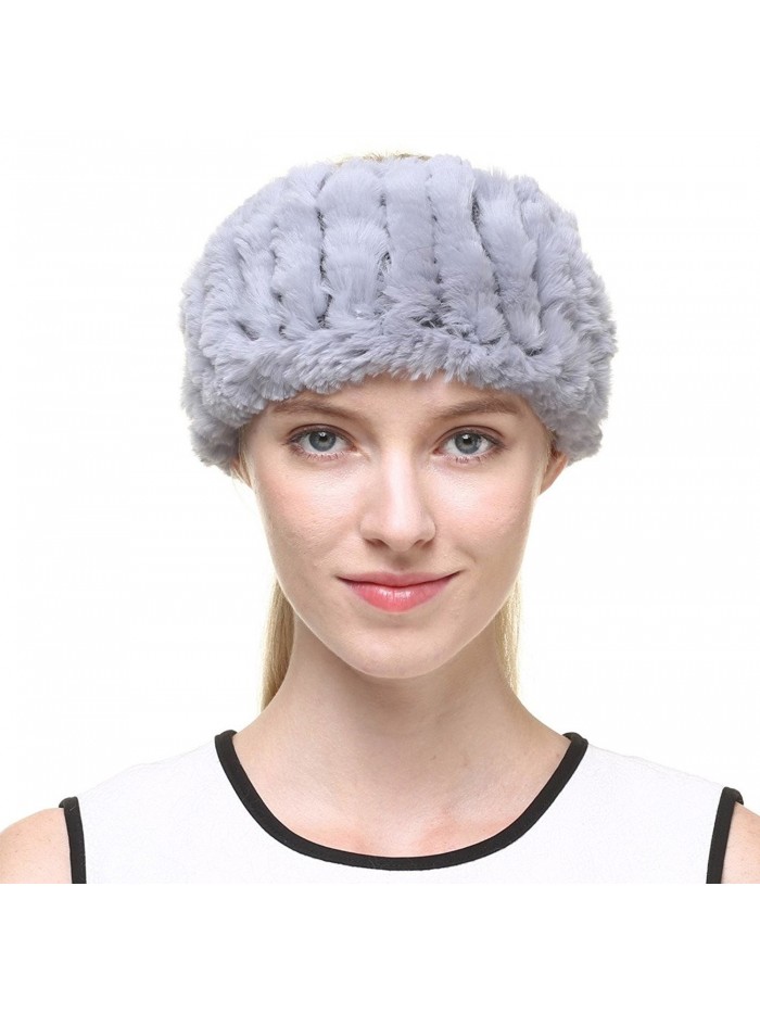 Vogueearth Women'Real Rabbit Fur Winter Headband Neck Warmer headbands - Gray - CO12MOCVEIF