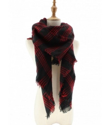 Jiao Miao Women's Soft Tartan Scarf Winter Large Blanket Wrap Shawl - 170801-red - CD18695ELAW